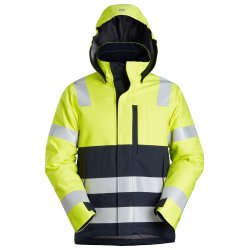 Snickers ProtecWork, flammehmmende High-Vis vinterjakke, gul/navy, klasse 3, model 1163