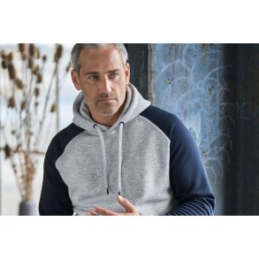 Tee Jays two-tone hooded sweatshirt, heather/navy, model 5432