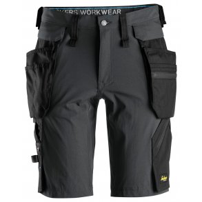 Snickers LiteWork, shorts+ med aftagelige hylsterlommer, steelgrey/black, model 6108