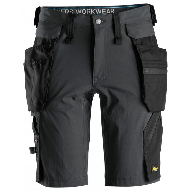 Snickers LiteWork, shorts+ med aftagelige hylsterlommer, steelgrey/black, model 6108