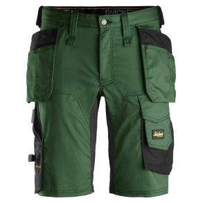 Snickers AllroundWork, Stretch shorts med hylsterlommer, forest green/sort, 6141