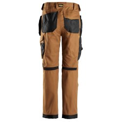 Snickers AllroundWork, Canvas+ stretch arbejdsbukser+ med hylsterlommer, brun/sort, model 6224