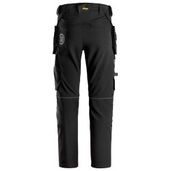 Snickers FlexiWork, stretch 2.0 arbejdsbukser+ med hylsterlommer, sort, C44,  model 6944, RESTSALG