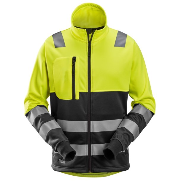 Snickers AllroundWork, High-Vis jakke med lynls, klasse 2, high-vis gul/sort, model 8035