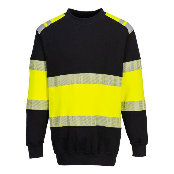 Portwest FR716 - PW3 Flammehmmende klasse 1 sweatshirt, Gul/Sort