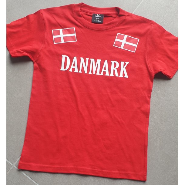 DANMARK børne T-shirt, str. 4/6 år - - PROFF-SUPPLY